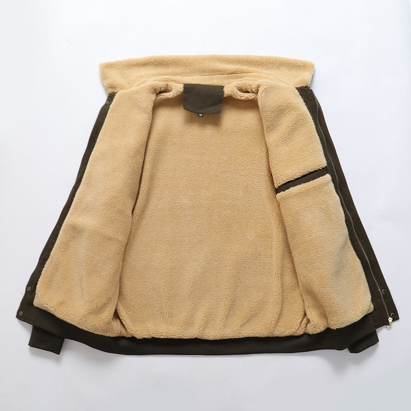 Herren Canvas-Blouson mit durchgehendem Sherpa‑Futter und Hemdkragen – Taviero
