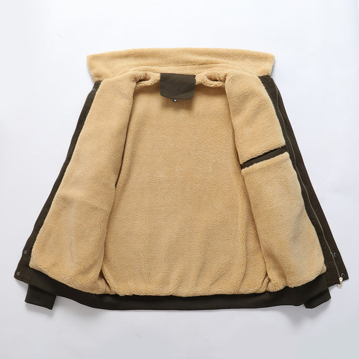 Herren Canvas-Blouson mit durchgehendem Sherpa‑Futter und Hemdkragen – Taviero