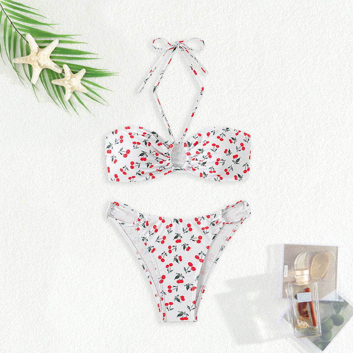 Damen Bandeau-Bikini-Set mit verspieltem Kirschmuster Echo Archiv