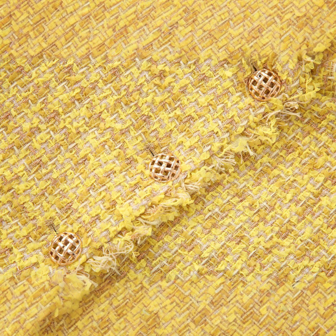 Damen Bouclé‑Tweed‑Cropped‑Jacke mit Fransen und Zierknöpfen Echoarchiv