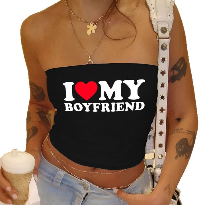 Damen Bandeau-Top mit auffälligem Statementdruck Echo Archiv