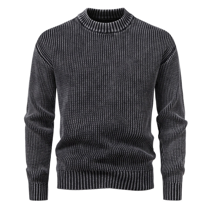 Herren Feinstrick-Rippstrickpullover mit Mockneck und elastischem Saum Echo Archiv