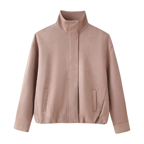 Damen Boxy Kurzjacke mit hohem Stehkragen und verdecktem Reißverschluss Echo Archiv