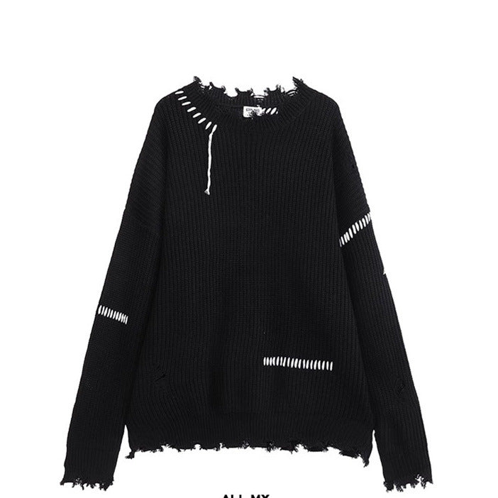 Herren lässiger Strickpullover mit fransigen Abschlüssen Echoarchiv