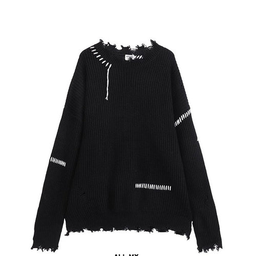 Herren lässiger Strickpullover mit fransigen Abschlüssen Echoarchiv