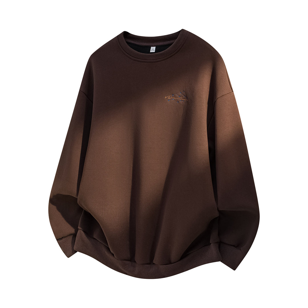 Unisex Oversize Baumwoll-Sweatshirt mit Rundhalsausschnitt, feiner Bruststickerei und elastischem Saum Echo Archiv