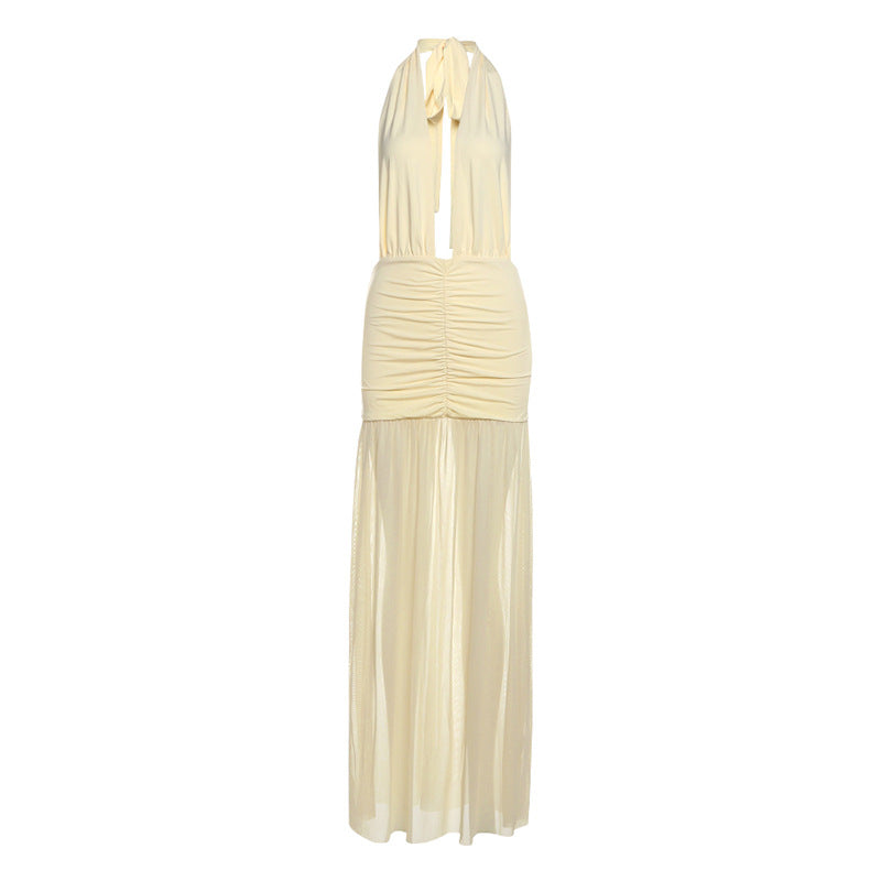 Damen Elegantes Maxikleid mit tiefem V-Ausschnitt und raffinierten Raffungselementen Echo Archiv