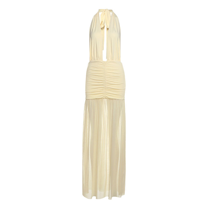 Damen Elegantes Maxikleid mit tiefem V-Ausschnitt und raffinierten Raffungselementen Echo Archiv