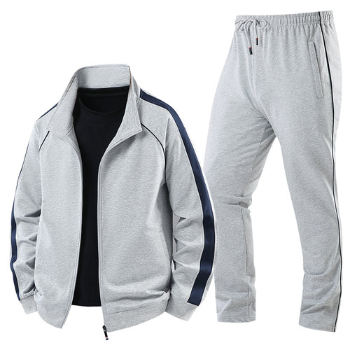 Herren Leichter Freizeit-Trainingsanzug-Set mit Reißverschlussjacke, elastischer Bund & Reißverschlusstaschen Echoarchiv