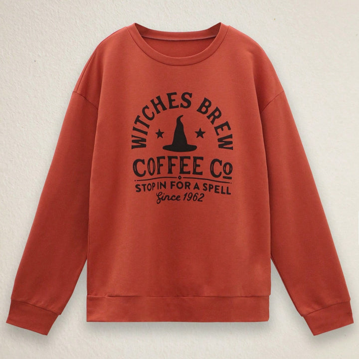 Damen Weit Geschnittenes Baumwoll-Sweatshirt mit Vintage-Hexenprint – Avérine