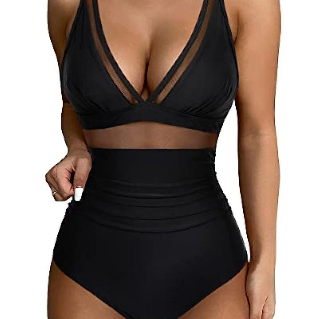 Damen Hochtaillierter Bikini mit transparenten Einsätzen Echo Archiv