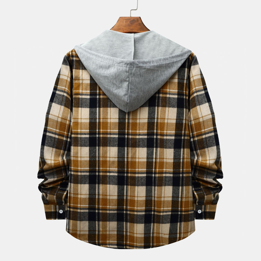 Herren Karierte Hemdjacke mit Kapuze und bequemer Passform Echoarchiv