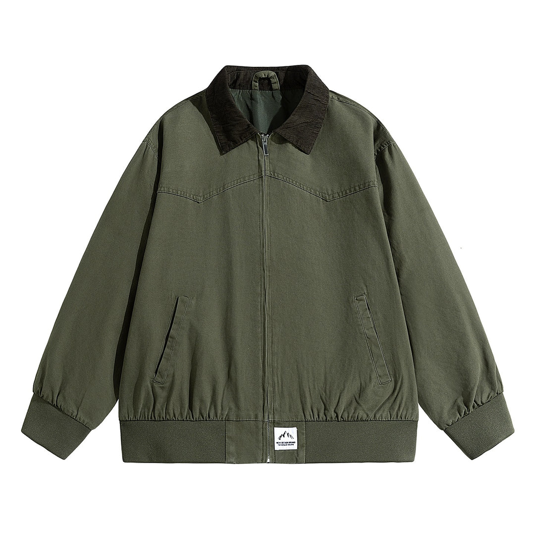 Herren Oversize-Field-Bomberjacke mit Cordkragen, elastischem Saum & verdecktem Reißverschluss Echoarchiv