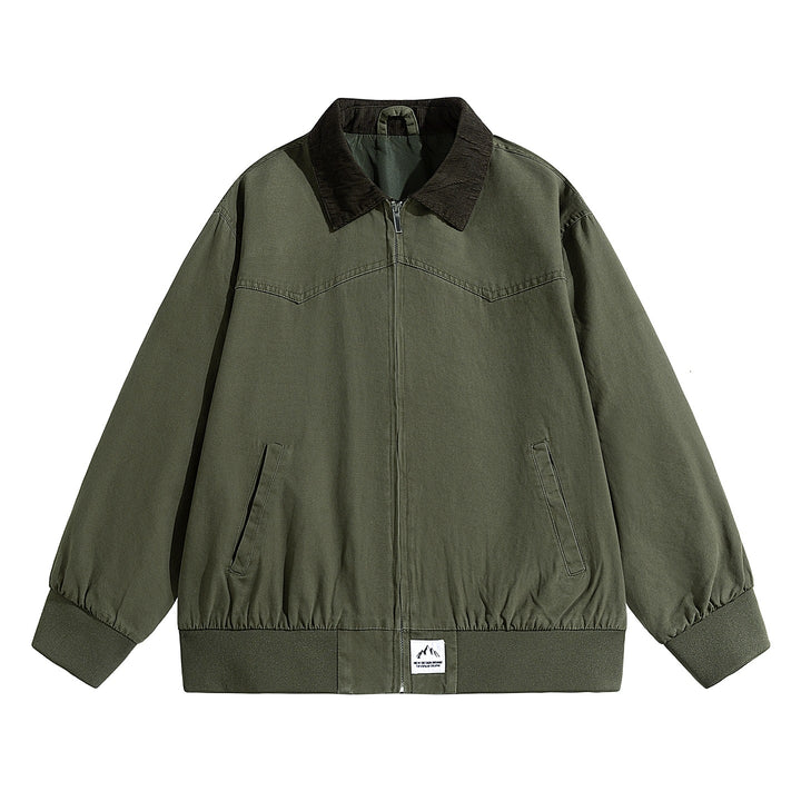 Herren Oversize-Field-Bomberjacke mit Cordkragen, elastischem Saum & verdecktem Reißverschluss Echoarchiv