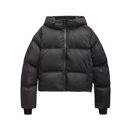Damen Cropped Stepp-Parka mit Kapuze, wasserdichtem Reißverschluss und Rippbündchen Echoarchiv