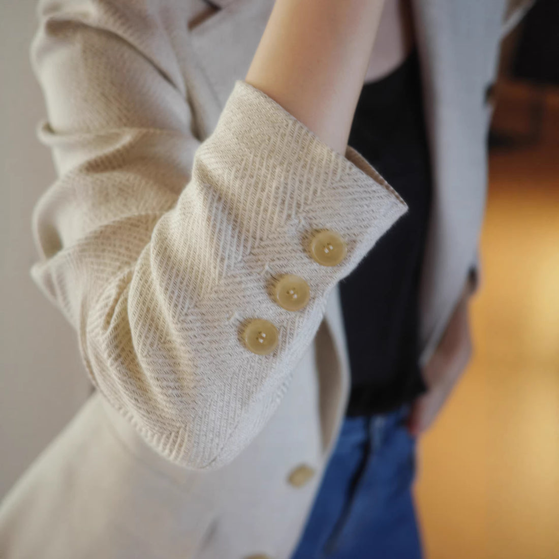 Damen Eleganter Strukturierter Blazer Echoarchiv
