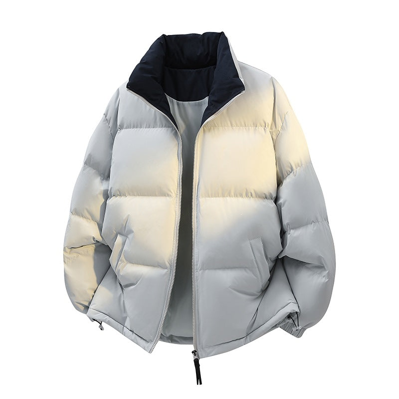 Unisex Oversize-Steppjacke mit hohem Kragen, zweifarbiger Innenfütterung & verstellbarem Saum Echoarchiv