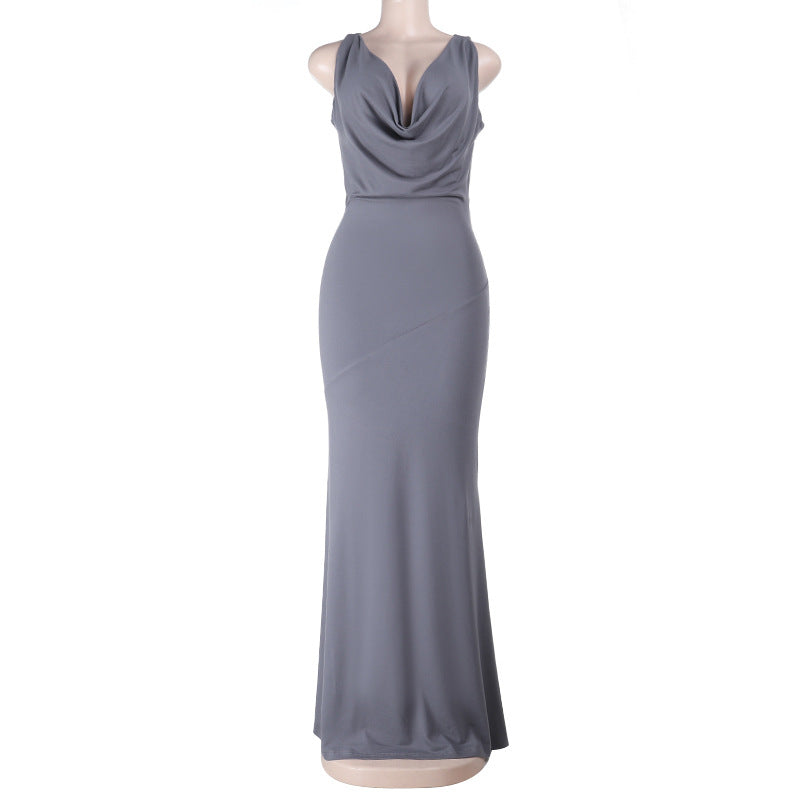 Damen Elegantes Maxikleid mit verführerischem V-Ausschnitt und fließendem Schnitt Echo Archiv