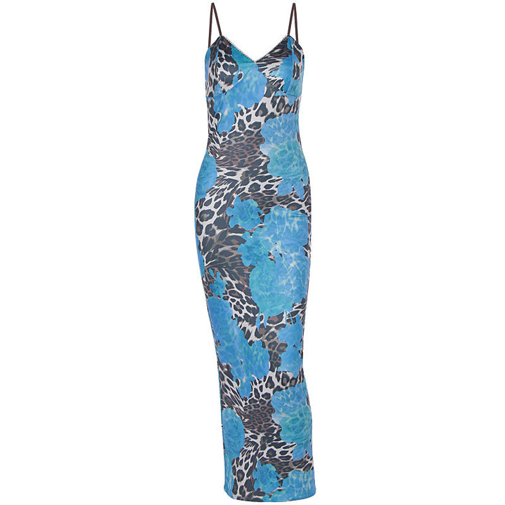 Damen Langes Kleid mit trendigem Blumen- und Animal-Print Echo Archiv