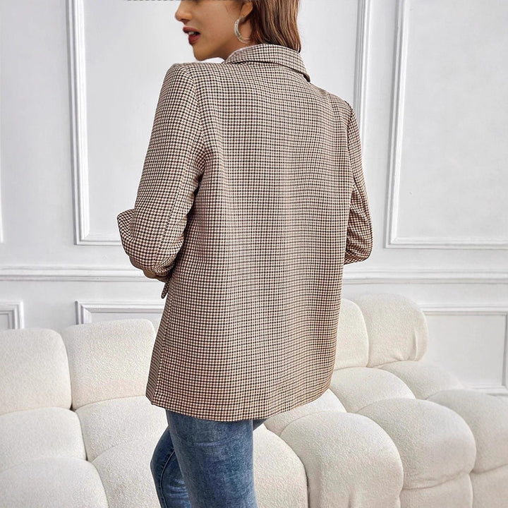Damen Glencheck-Blazer im Oversize-Schnitt mit Paspeltaschen und leicht gepolsterten Schultern – Valéne