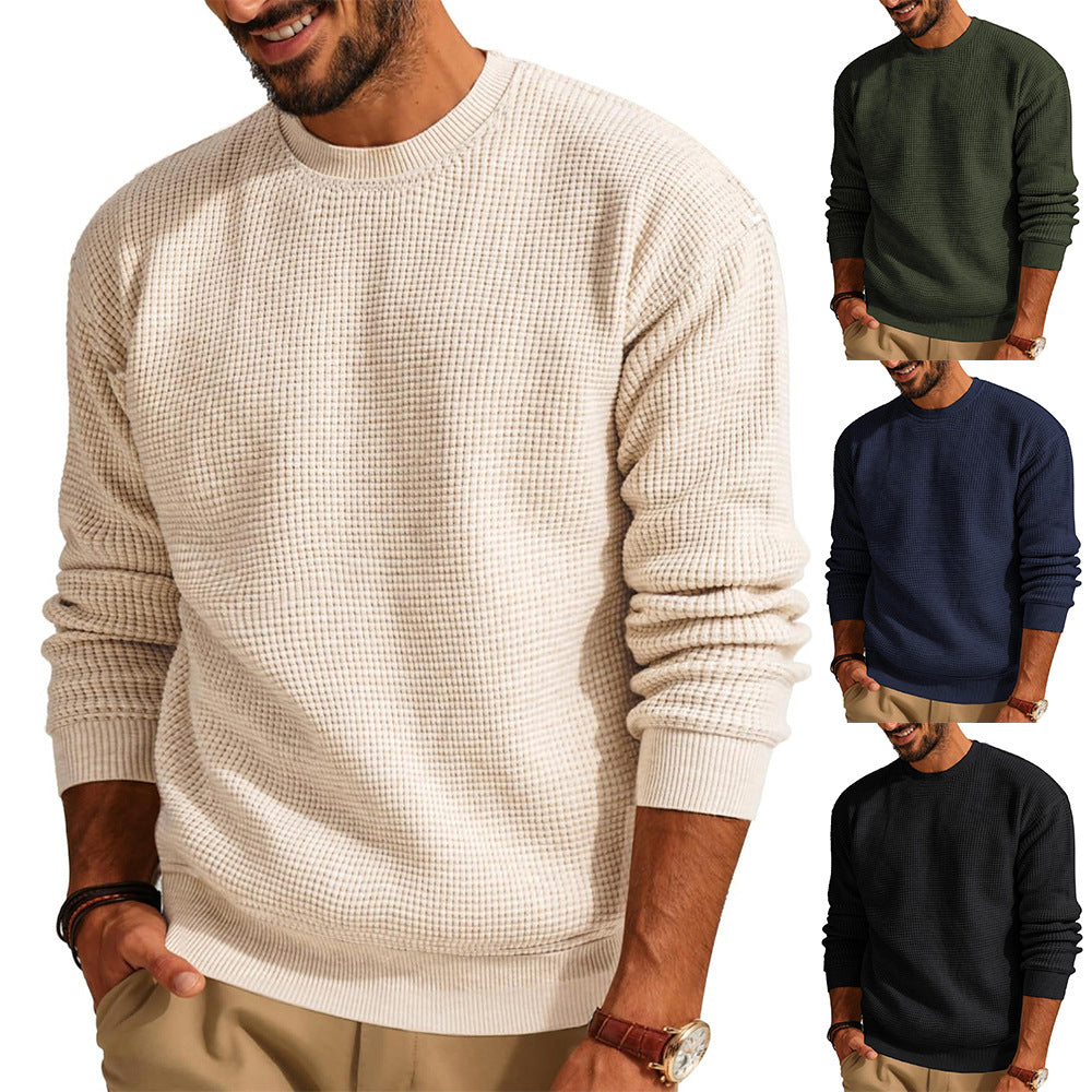 Herren Waffelstrick-Pullover mit Rundhalsausschnitt Echo Archiv