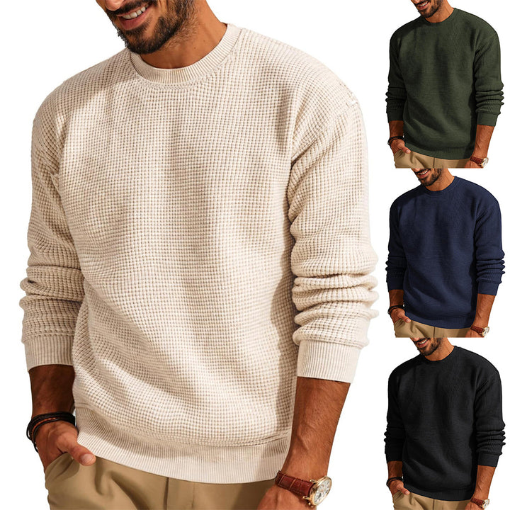 Herren Waffelstrick-Pullover mit Rundhalsausschnitt Echo Archiv