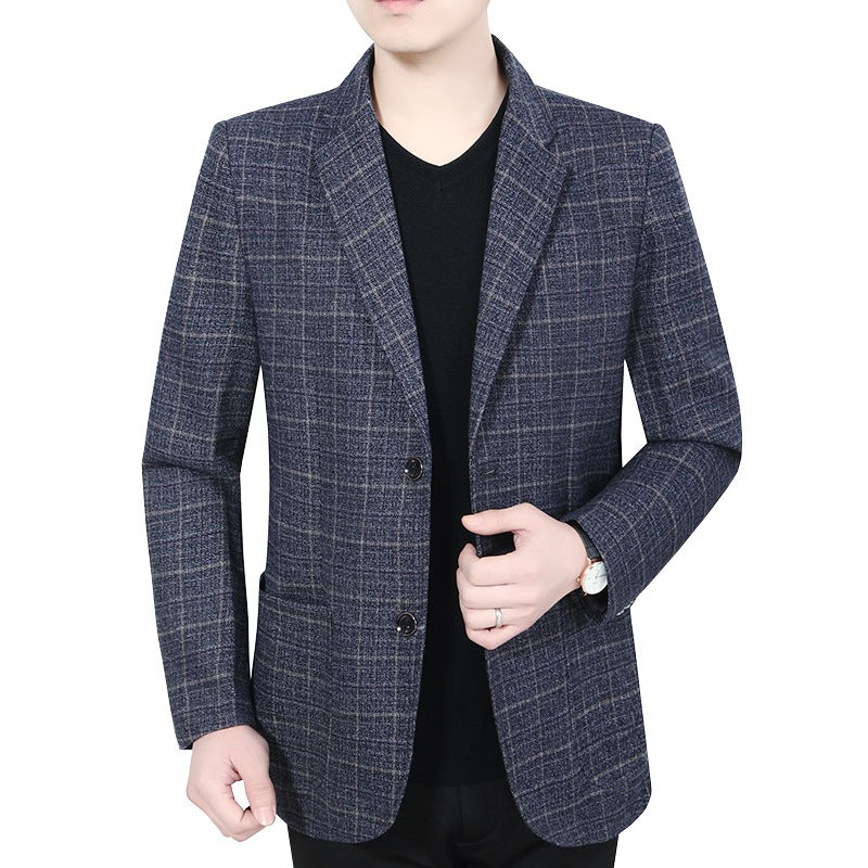Herren Glencheck-Sakko Slim Fit aus Wollmischung mit dezentem Overcheck – Tianoro