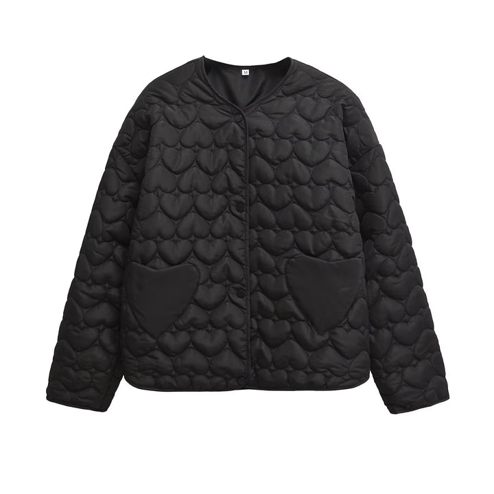 Damen Gesteppte Boxy-Übergangsjacke mit Herzsteppung und Herztaschen Echoarchiv