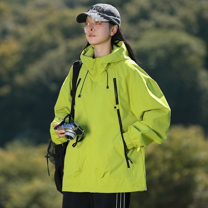 Herren Leichte winddichte Utility-Übergangsjacke mit Kapuze, Multifunktions-Reißverschlüssen & verstellbarem Saum Echoarchiv