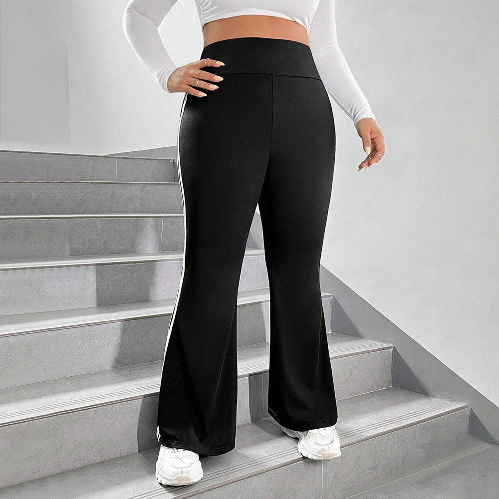 Damen Sportliche Flared Leggings mit elastischem hohen Bund und seitlichen Streifen Echo Archiv