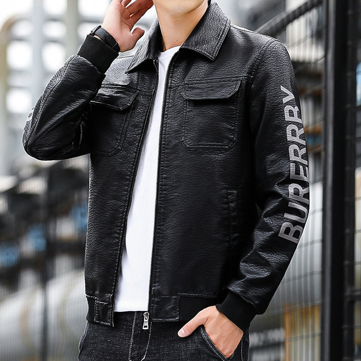 Herren Kunstleder‑Pilotenblouson im Aviator‑Stil mit Brustklappen und Rippbündchen – Taviero