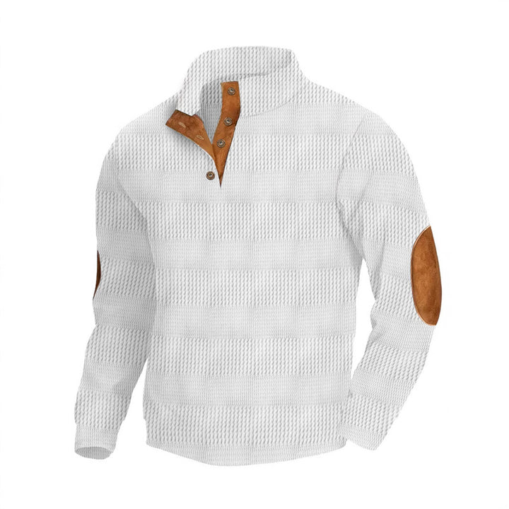 Herren modischer Pullover mit strukturiertem Design und Lederdetails Echoarchiv