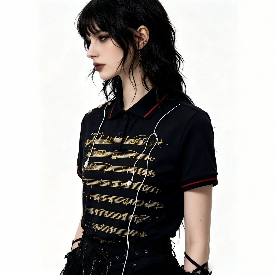 Damen Polo-Shirt mit musikalischem Motiv Echo Archiv