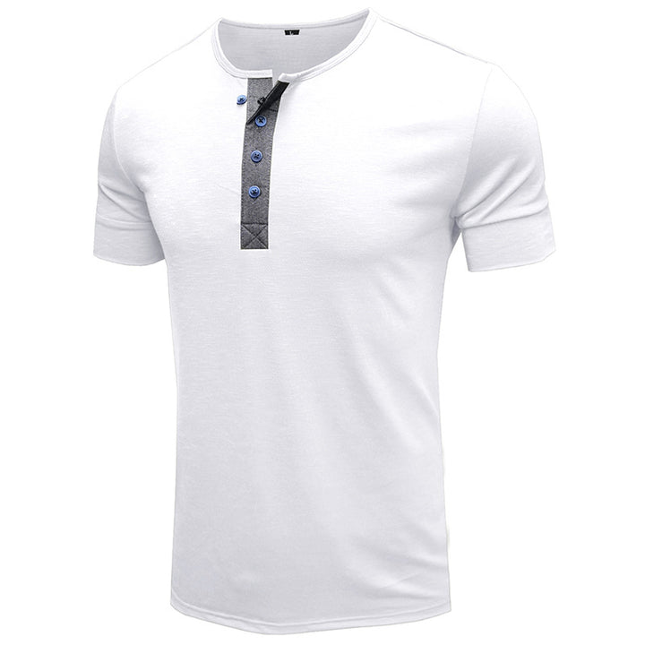 Herren Kurzarm-Henley Shirt mit modischen Knopfdetails Echoarchiv