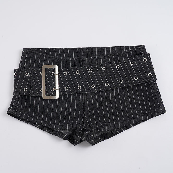 Damen modische Shorts mit hochwertigem Gürtel und Nieten-Details Echo Archiv