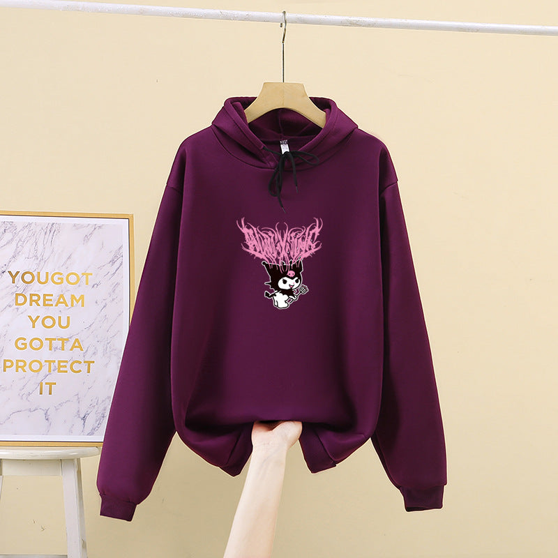 Damen Kapuzenpullover mit Gothic‑Kawaii Print, Oversize‑Schnitt und weichem Fleeceinnenfutter – Auréline