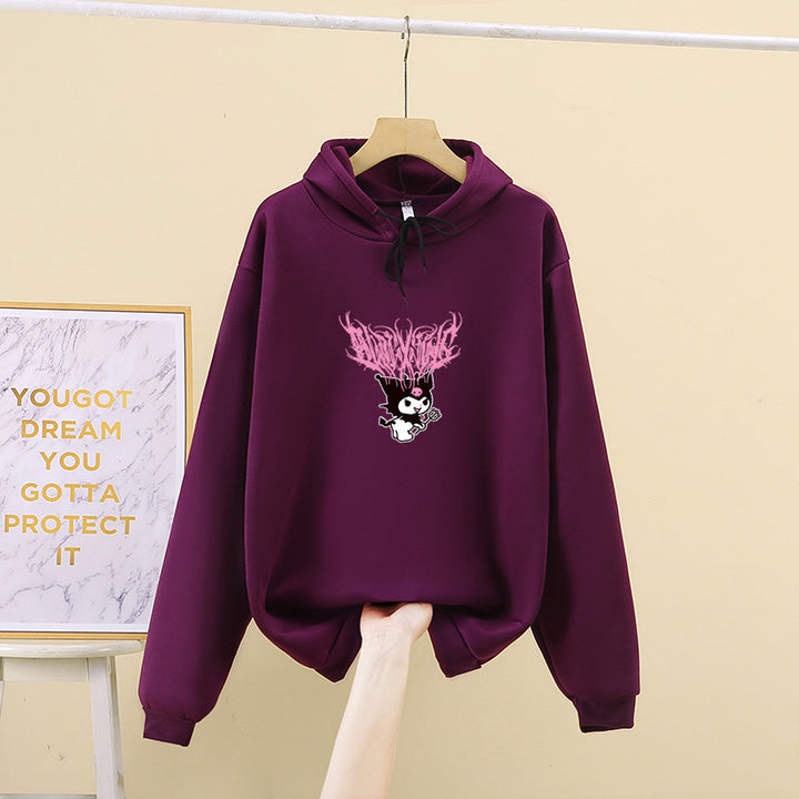 Damen Kapuzenpullover mit Gothic‑Kawaii Print, Oversize‑Schnitt und weichem Fleeceinnenfutter – Auréline