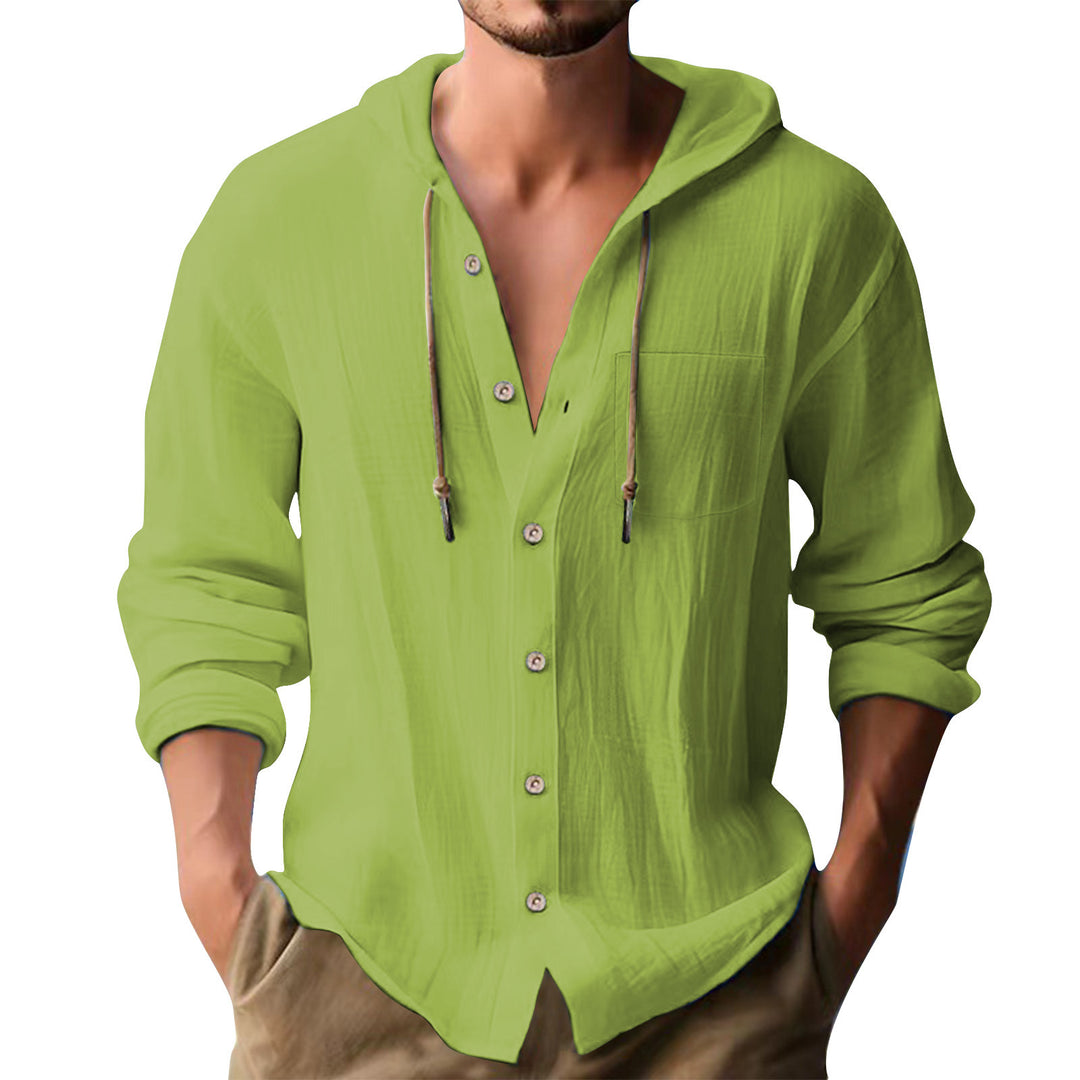 Herren lässiges Kapuzenshirt mit Knopfleiste und praktischen Taschen Echoarchiv