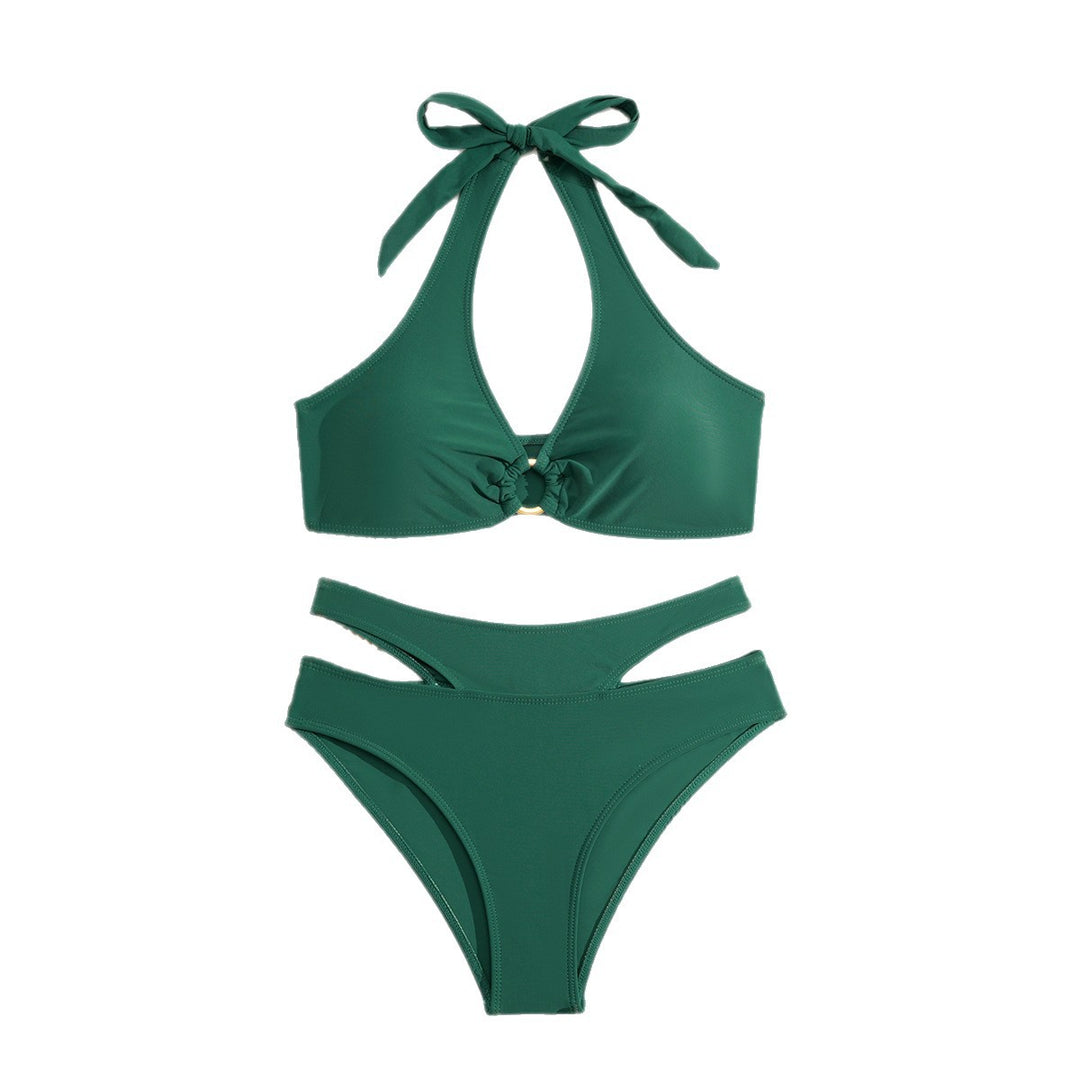 Damen Hoch geschnittenes Bikini-Set mit Knoten-Detail Echo Archiv