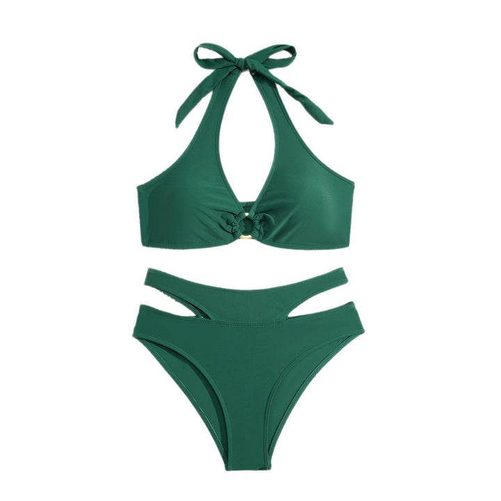 Damen Hoch geschnittenes Bikini-Set mit Knoten-Detail Echo Archiv