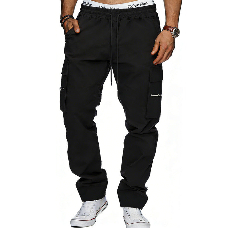 Herren Cargojogginghose mit elastischem Bund, Kordelzug und Reißverschlusstaschen – Bravaro