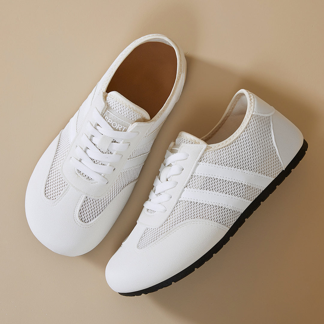Damen nan retro-sportlicher Low-Top Sneaker mit atmungsaktivem Mesh, Veloursüberzügen und rutschfester Gummilaufsohle Echo Archiv