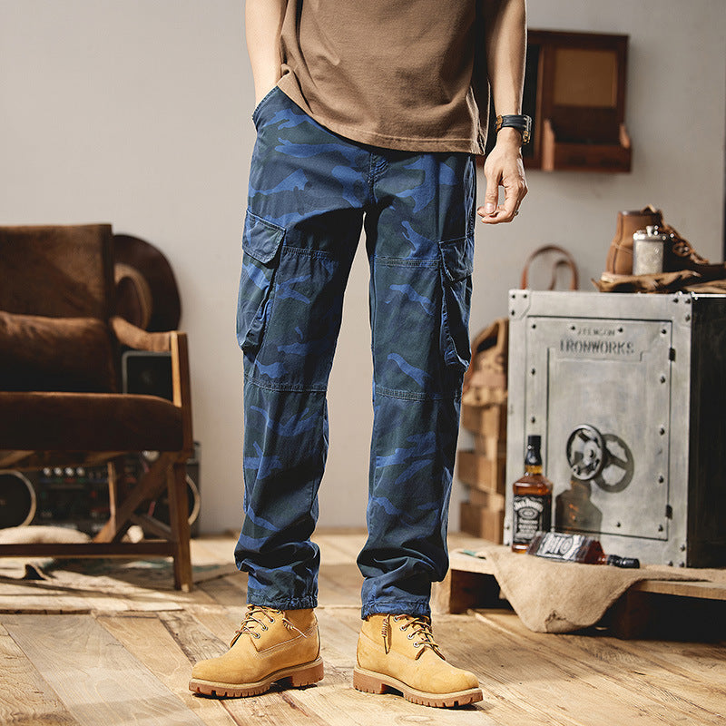 Herren Camouflage-Utility-Cargohose mit Mehrfachklappentaschen, Kniepaneelen und Kordelabschluss Echo Archiv