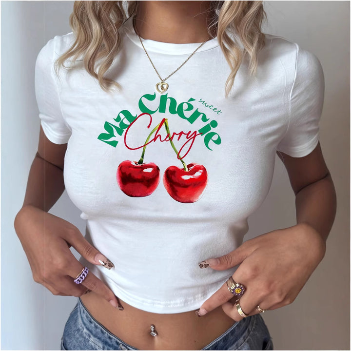 Damen T-Shirt mit kreativem Schlüsselherz-Motiv und modernem Print Echo Archiv