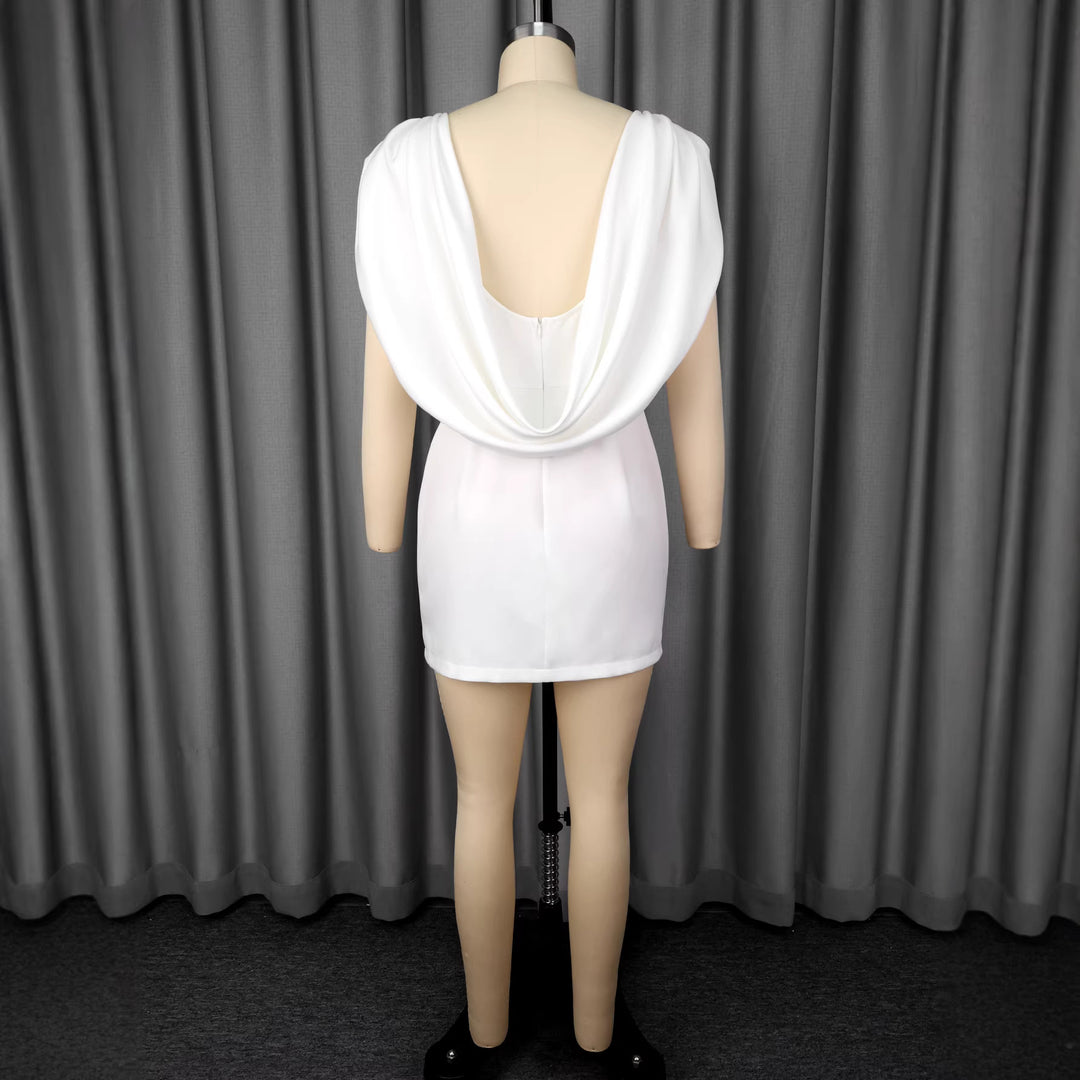 Damen Elegantes Minikleid mit drapiertem Schalkragen Echo Archiv