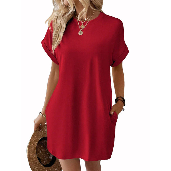 Damen Lockeres T-Shirt-Kleid mit praktischen Taschen und lässigem Design Echoarchiv