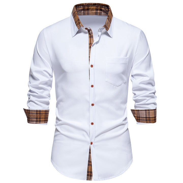 Herren Elegantes Langarmhemd mit Kontrastdetails Echoarchiv
