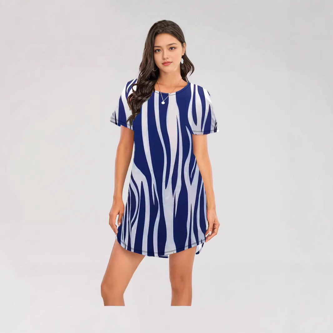 Damen Kurzarm Kleid mit auffälligem Streifenmuster und bequemem Schnitt Echo Archiv