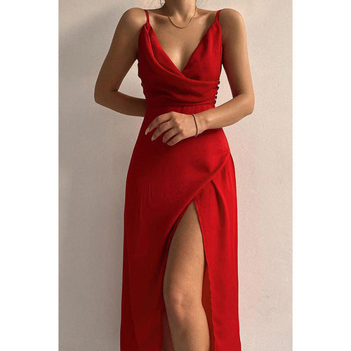 Damen Elegantes Maxikleid mit schickem Wickelausschnitt und verführerischem Schlitz – Valéora