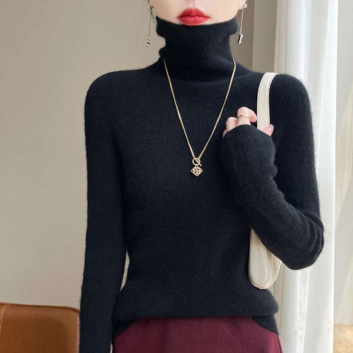 Damen Schmal geschnittener Feinstrick-Rollkragenpullover mit extrafeinem Flauschfinish Echoarchiv